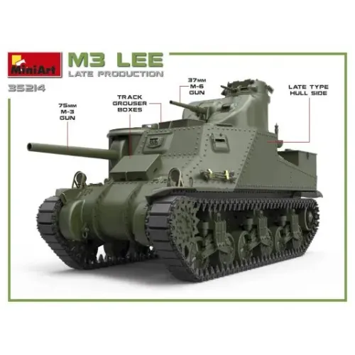 Збірна модель 1:35 Американський середній танк M3 Lee пізнього виробництва MiniArt 35214
