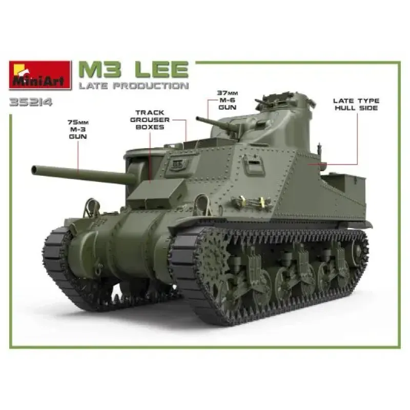 Збірна модель Збірна модель 1:35 Американський середній танк M3 Lee пізнього виробництва MiniArt 35214