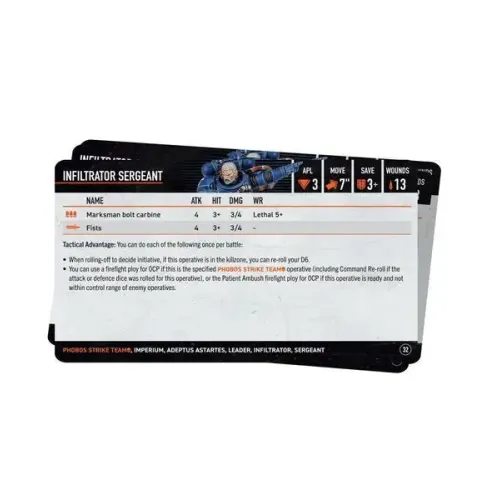 Карти WARHAMMER 40000: KILL TEAM DATACARDS - PHOBOS STRIKE TEAM (ENG)