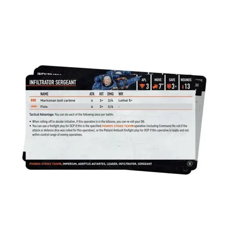 Карты WARHAMMER 40000: KILL TEAM DATACARDS - PHOBOS STRIKE TEAM (ENG)