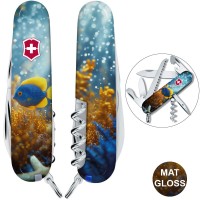 Швейцарский складной нож 91мм Victorinox CAMPER DESIGN Желто-голубая рыбка 1.3613.7.R2020pk