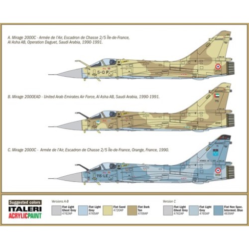 Збірна модель літака Збірна модель 1:72 Літак Mirage 2000C (25-та Річниця війни в Перській Затоці) Italeri 1381 1:72