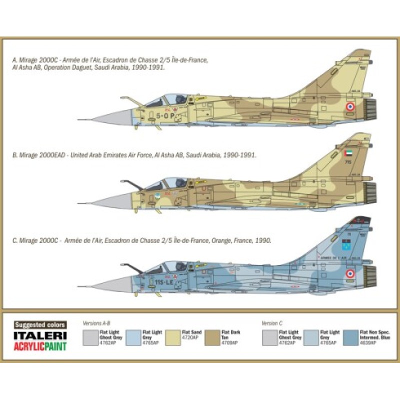 Сборная модель самолета Сборная модель 1:72 Самолет Мираж 2000C (25-я Годовщина войны в Персидском Заливе) Италери 1381 1:72