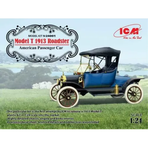 Сборная модель 1:24 Американский пассажирский автомобиль модель T 1913 Родстер ICM 24001