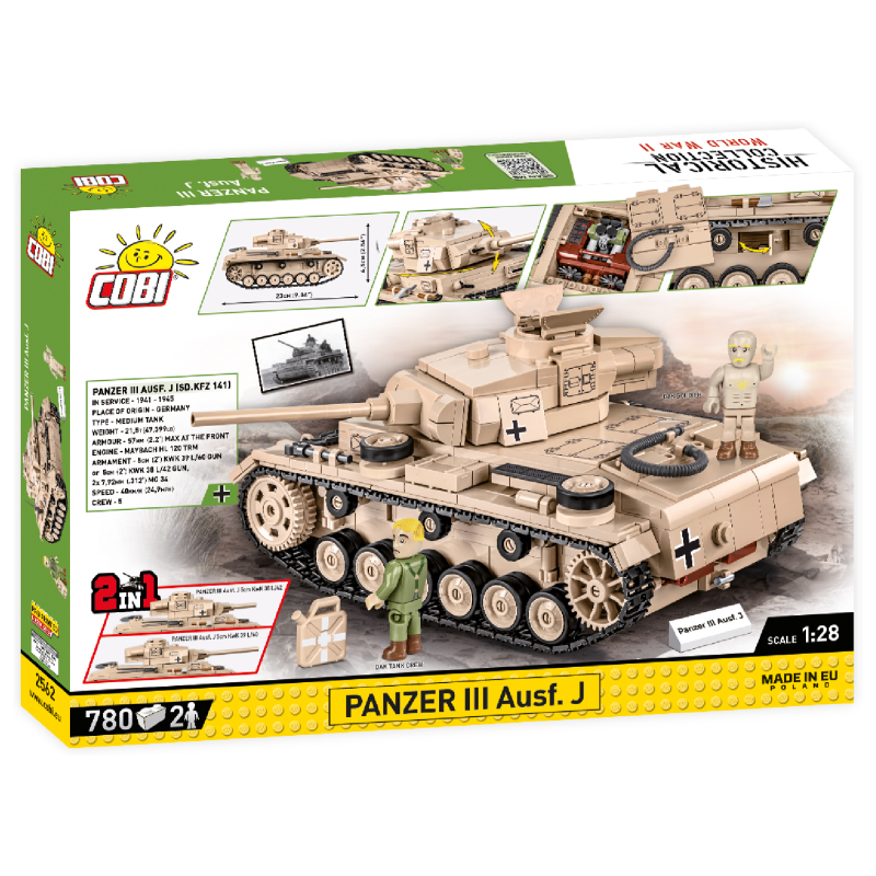 Конструктор COBI Друга Світова Війна Танк Panzer III, 780 деталей