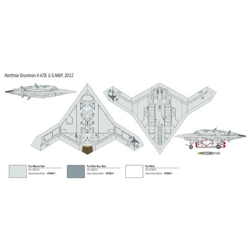 Збірна модель літака Збірна модель 1:72 БПЛА X-47B Italeri 1421 1:72