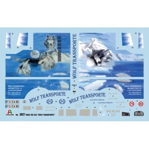 Авто-мото Збірна модель 1:24 вантажний автомобіль:тягач MAN TGX XXL "WOLF TRANSPORTE" Italeri 3921