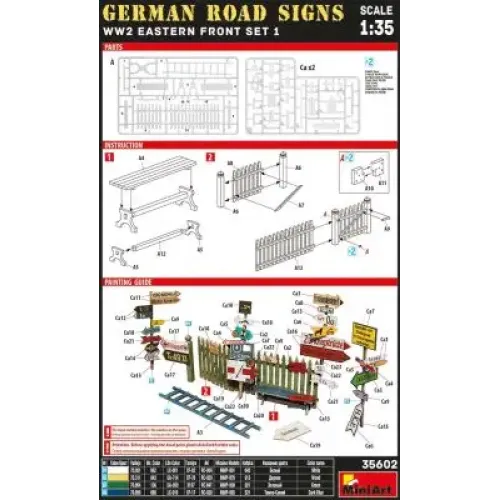 Наборы деталировки Сборная модель 1:35 Набор Немецкие дорожные Знаки Второй Мировой Войны (Восточный Фронт Набор 1)
