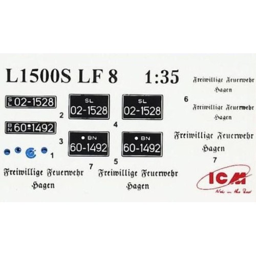 Авто-мото Збірна модель 1:35 Німецький легкий пожежний автомобіль L1500S LF 8 ICM 35527