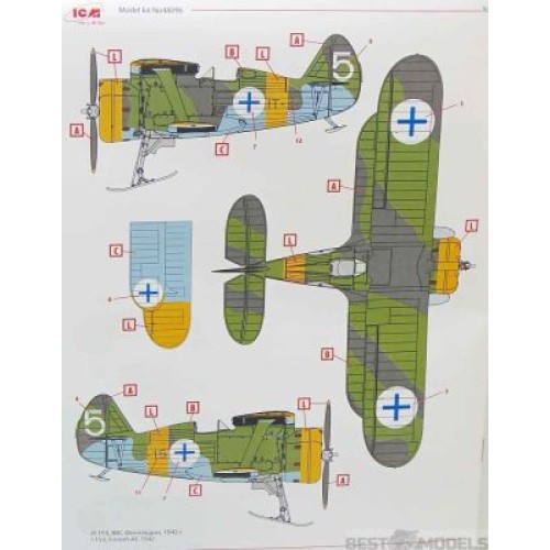 Сборная модель самолета Сборная модель 1:48 Советский истребитель-биплан I-153 (зимняя версия) ICM 48096 1:48