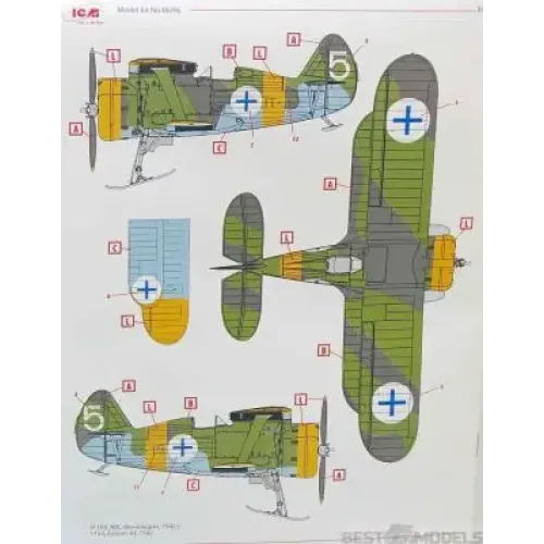 Сборная модель самолета Сборная модель 1:48 Советский истребитель-биплан I-153 (зимняя версия) ICM 48096 1:48