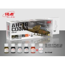 Набір акрилових фарб для  Cobra AH-1G (ударний вертоліт США) ICM3001