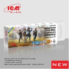 Набір акрилових фарб для  “Піхота Конфедерації”(громадянська війна США) ICM 3034