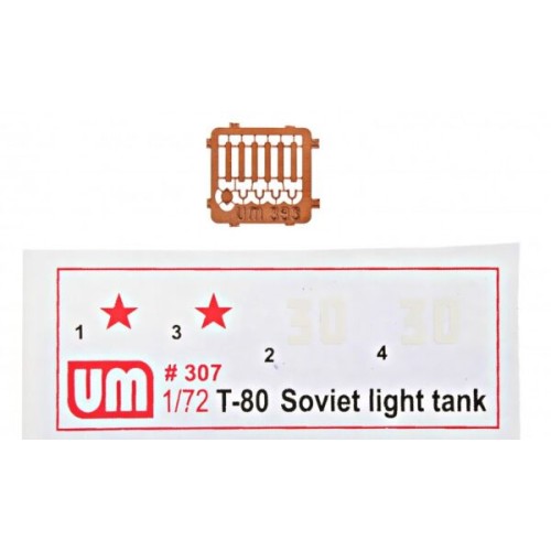 Бронетехника и артиллерия Советский легкий танк T-80 (UM307) Масштаб: 1:72