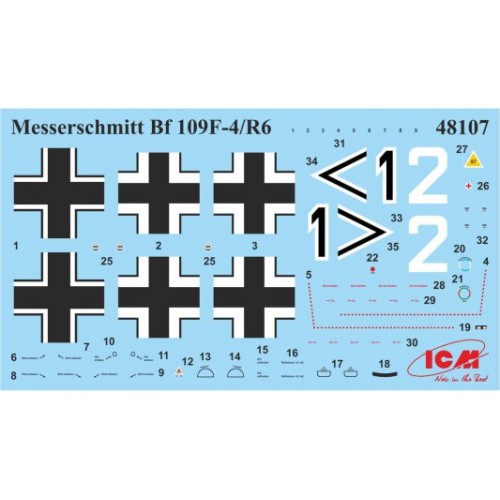 Літаки Збірна модель 1:48 німецький винищувач Messerschmitt Bf 109F-4:R6 ICM 48107
