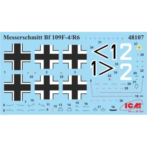 Сборная модель самолета Сборная модель 1:48 немецкий истребитель Мессершмитт Bf 109F-4:R6 ICM 48107 1:48