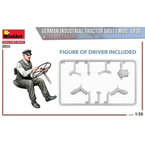Авто-мото Збірна модель 1:35 Німецький промисловий трактор D8511 зразка 1936 року з вантажним причепом MiniArt 38033