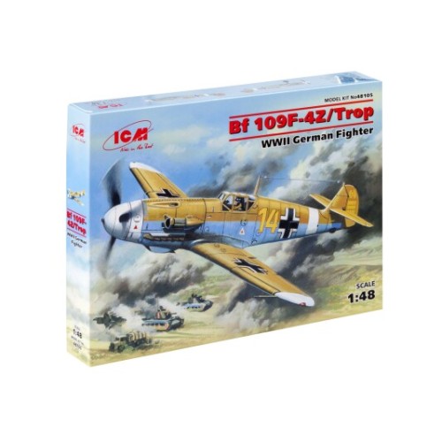 Літаки Збірна модель 1:48 німецький винищувач Messerschmitt Bf 109F-4Z:Trop ICM 48105