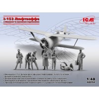 Збірна модель 1:48 Літак І-153 Люфтваффе з пілотами і наземним персоналом ICM 48094