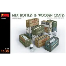Збірна модель 1:35 Набір Молочні пляшки та дерев'яні ящики МініАрт 35573