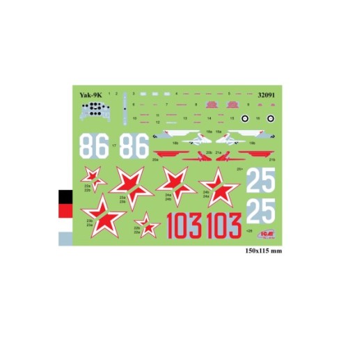 Збірна модель літака Збірна модель 1:32 Радянський винищувач Як-9К ICM 32091 1:32