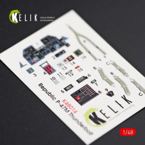 Декалі P-47M "Thunderbolt" 3D декаль інтер'єр для комплекту Tamiya 1:48 KELIK K48014