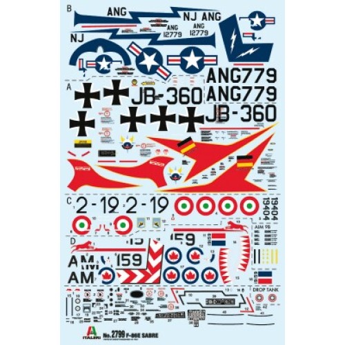 Збірна модель літака Збірна модель 1:48 Літак F-86E Sabre Італері 2799 1:48