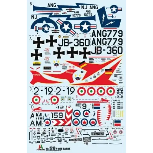 Збірна модель літака Збірна модель 1:48 Літак F-86E Sabre Італері 2799 1:48