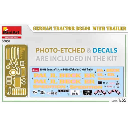 Авто-мото Збірна модель 1:35 Німецький трактор D8506 з причепом MiniArt 38038