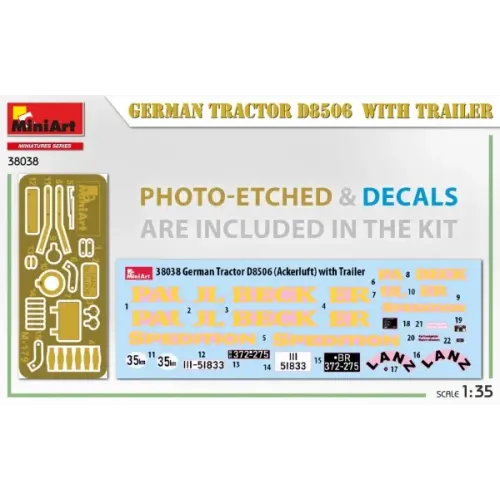 Авто-мото Збірна модель 1:35 Німецький трактор D8506 з причепом MiniArt 38038
