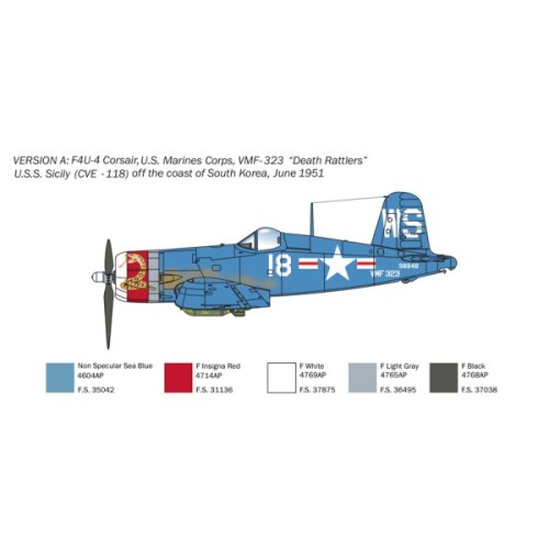 Сборная модель самолета Сборная модель 1:72 Самолет F4U-4 Корсар - Корейская война Италери 1453 1:72