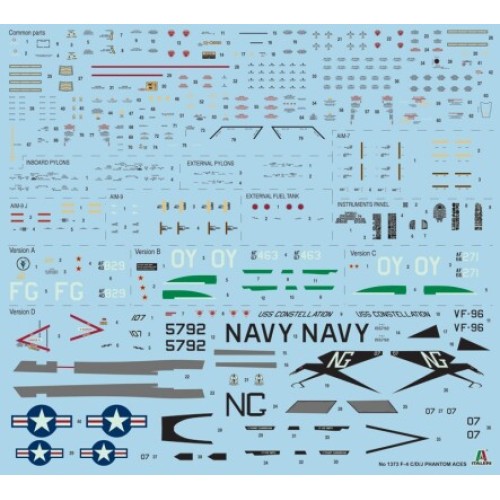Збірна модель літака Збірна модель 1:72 Літак F-4 C:D:J Phantom II Aces Italeri 1373 1:72