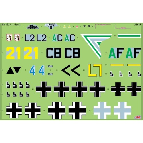 Сборная модель самолета Сборная модель 1:32 Немецкий штурмовик Hs 123A-1 (поздний выпуск) ICM 32015 1:32