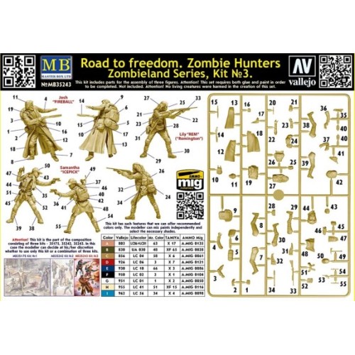 Фігури та мініатюри Збірна модель 1:35 Комплект Zombieland Series комплект №3 Дорога до волі. Мисливці на зомбі MasterBox 35243