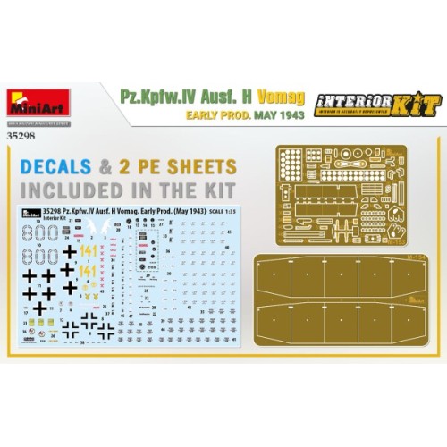 Бронетехніка та артилерія Збірна модель 1:35 Танк Pz.Kpfw.IV Ausf. H Вомаг ранній випуск травень 1943 р. з інтер'єром Miniart 35298