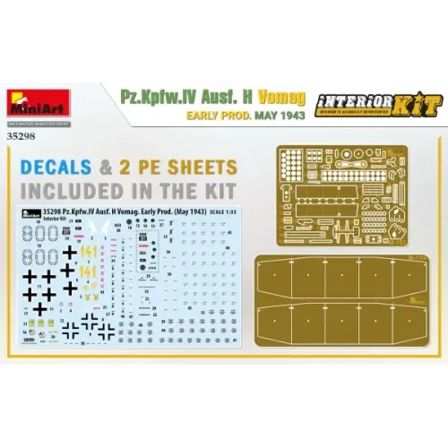Бронетехніка та артилерія Збірна модель 1:35 Танк Pz.Kpfw.IV Ausf. H Вомаг ранній випуск травень 1943 р. з інтер'єром Miniart 35298