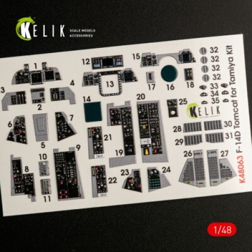 Декали F-14D Tomcat 3D декаль интерьер для комплекта Tamiya 1:48 КЕЛИК K48063