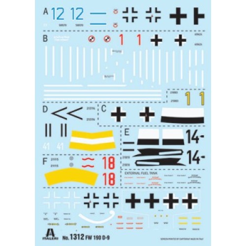 Збірна модель літака Збірна модель 1:72 Літак FW 190 D-9 Italeri 1312 1:72