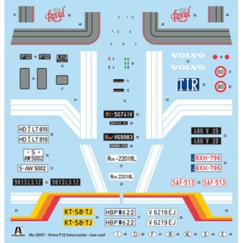 Авто-мото Збірна модель 1:24 Вантажний автомобіль : Тягач Volvo F12 Intercooler з низьким дахом та аксесуарами Italeri 3957