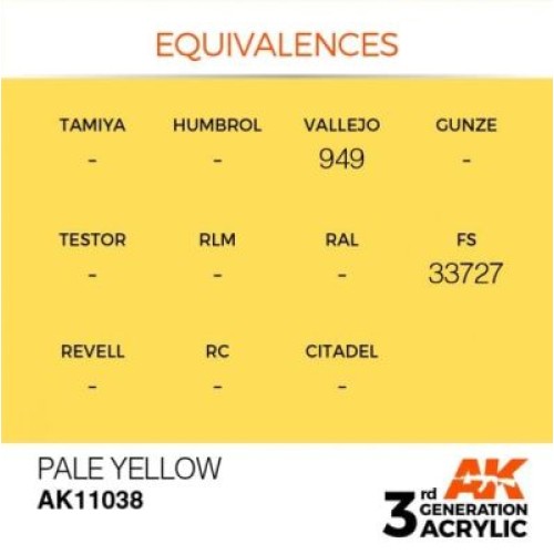 Фарби AK AK Interactive TM Акрилова фарба PALE YELLOW – STANDARD : БЛІДНО-ЖОВТИЙ AK-interactive AK11038
