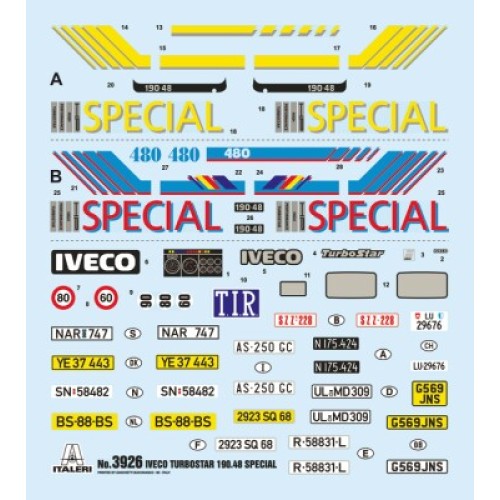 Авто-мото Збірна модель 1:24 вантажний автомобіль : тягач IVECO Turbostar 190.48 Special Italeri 3926