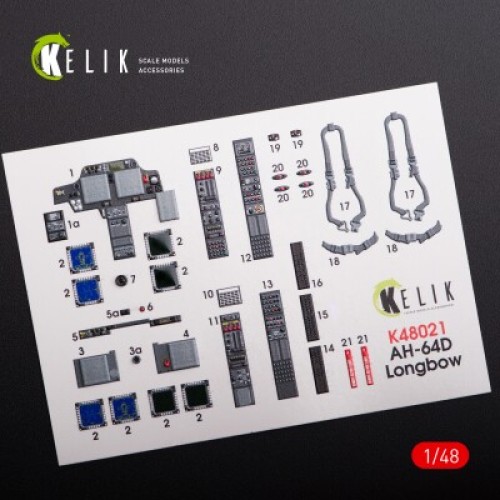 Декали AH-64D "Apache longbow" 3D декаль интерьер для комплекта Hasegawa 1:48 КЕЛИК K48021