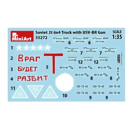 Бронетехника и артиллерия 2-х тонный грузовик 6х4 с 76-мм УСВ-БР с пушкой 1:35