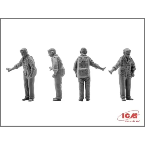 Сборная модель самолета Сборная модель 1:48 американский истребитель Мустанг Р-51 В с пилотами и техниками ICM 48125 1:48