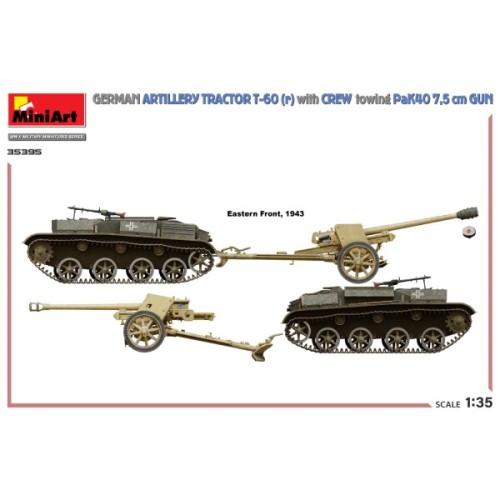 Бронетехника и артиллерия Немецкий артиллерийский тягач Т-60(р) с экипажем, буксирующим пушку PaK40