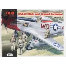 Сборная модель 1:48 Фигуры Пилоты и наземный персонал ВВС США (1941-1945) ICM 48083