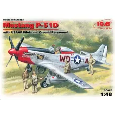 Збірна модель 1:48 Літак Мустанг P-51D з пілотами ВПС США та наземним персоналом ICM 48153