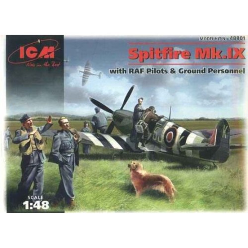 Сборная модель самолета Spitfire Mk.IX with RAF Pilots and Ground Personnel 1:48