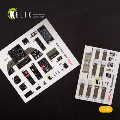 Декали SBD-3 "Dauntless" 3D декаль интерьер для комплекта Trumpeter 1:32 КЕЛИК K32007