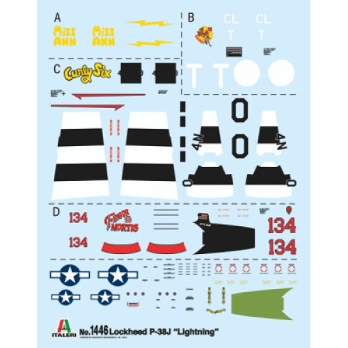 Збірна модель літака Збірна модель 1:72 Літак P-38J Lightning Italeri 1446 1:72